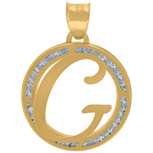 10kt Yellow Gold Unisex Cubic-zirconia Initial Letter G Heart Charm Pendant