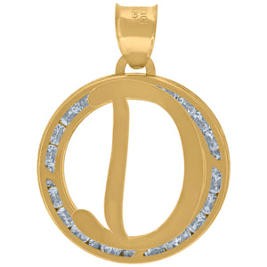 10kt Yellow Gold Unisex Cubic-zirconia Initial Letter D Heart Charm Pendant