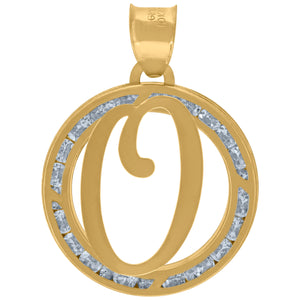 10kt Yellow Gold Unisex Cubic-zirconia Initial Letter O Heart Charm Pendant