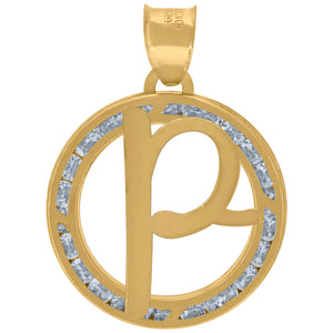 10kt Yellow Gold Unisex Cubic-zirconia Initial Letter P Heart Charm Pendant