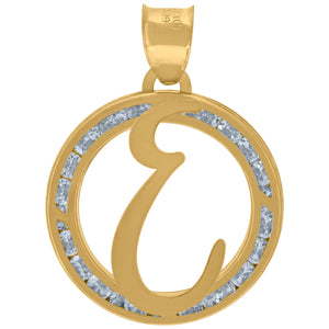 10kt Yellow Gold Unisex Cubic-zirconia Initial Letter E Heart Charm Pendant