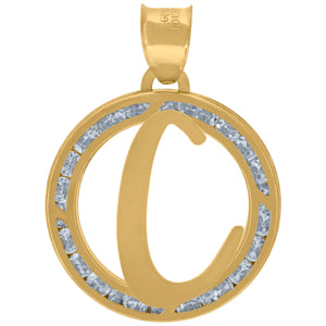 10kt Yellow Gold Unisex Cubic-zirconia Initial Letter C Heart Charm Pendant