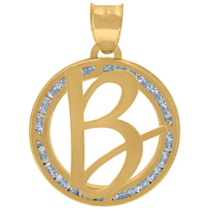 10kt Yellow Gold Unisex Cubic-zirconia Initial Letter B Heart Charm Pendant
