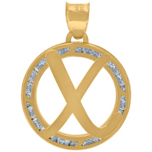 10kt Yellow Gold Unisex Cubic-zirconia Initial Letter X Heart Charm Pendant