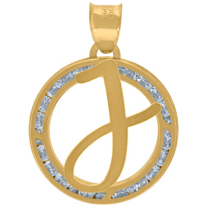 10kt Yellow Gold Unisex Cubic-zirconia Initial Letter J Heart Charm Pendant