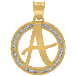 10kt Yellow Gold Unisex Cubic-zirconia Initial Letter A Heart Charm Pendant