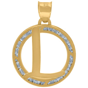 10kt Yellow Gold Unisex Cubic-zirconia Initial Letter L Heart Charm Pendant