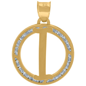 10kt Yellow Gold Unisex Cubic-zirconia Initial Letter I Heart Charm Pendant
