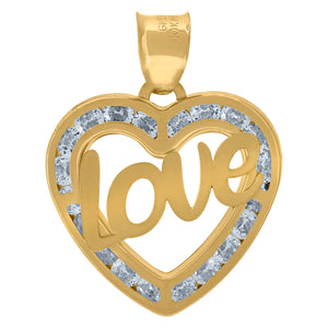 10kt Yellow Gold Womens Cubic-zirconia Polished Finish Love Heart Charm Pendant