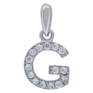 925 Sterling Silver Unisex Cubic-zirconia Initial Alphabet G Charm Pendant