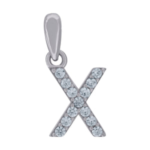 925 Sterling Silver Unisex Cubic-zirconia Initial Alphabet X Charm Pendant