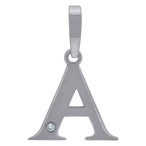 925 Sterling Silver Unisex cubic-zirconia Plain Initial Alphabet A Charm Pendant