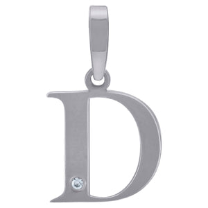 925 Sterling Silver Unisex cubic-zirconia Plain Initial Alphabet D Charm Pendant