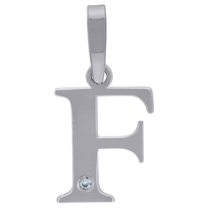 925 Sterling Silver Unisex cubic-zirconia Plain Initial Alphabet F Charm Pendant