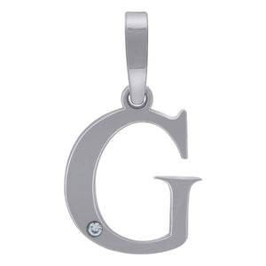 925 Sterling Silver Unisex cubic-zirconia Plain Initial Alphabet G Charm Pendant