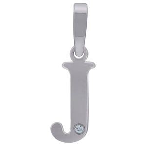 925 Sterling Silver Unisex cubic-zirconia Plain Initial Alphabet J Charm Pendant