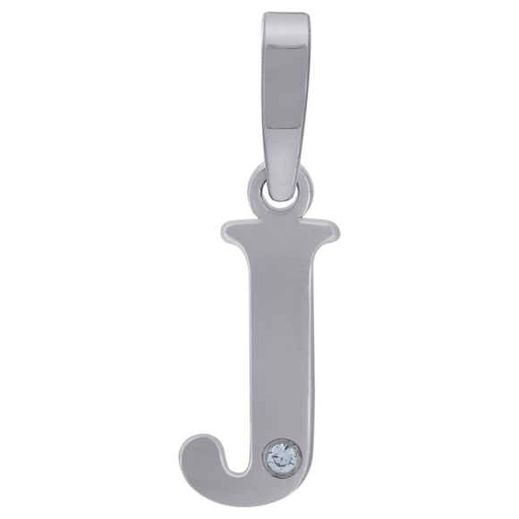 925 Sterling Silver Unisex cubic-zirconia Plain Initial Alphabet J Charm Pendant
