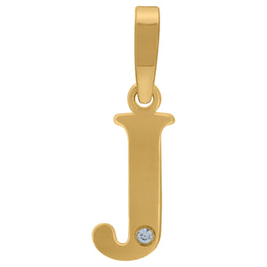 925 Sterling Silver Yellow-tone Unisex cubic-zirconia Plain Initial Alphabet J Charm Pendant