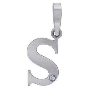 925 Sterling Silver Unisex cubic-zirconia Plain Initial Alphabet S Charm Pendant