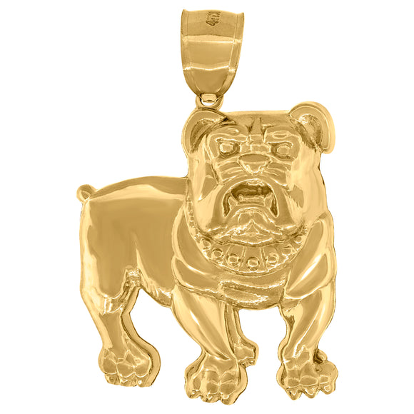 10kt Yellow Gold Mens Wildlife Animal Bull Dog Charm Pendant