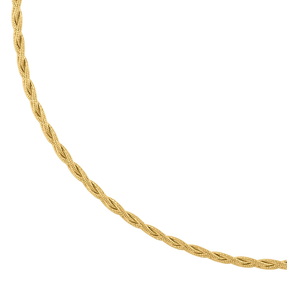 14kt Yellow Gold Womens Polished Finish Textured Twisted Braided Necklace Size 18 Inches