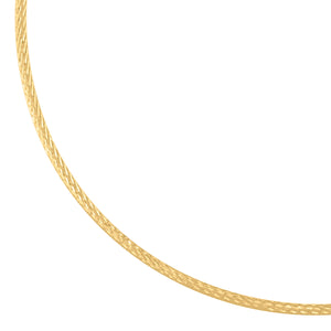 14kt Yellow Gold Unisex Diamond-cut Omega Necklace Size 16 Inches