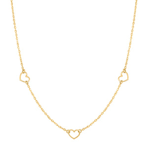 14kt Yellow Gold Womens Polished Finish Heart Necklace Size 18 Inches