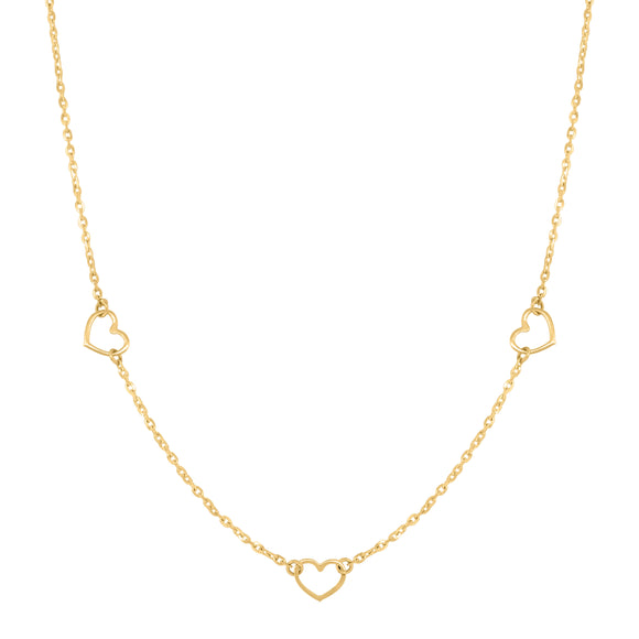 14kt Yellow Gold Womens Polished Finish Heart Necklace Size 18 Inches