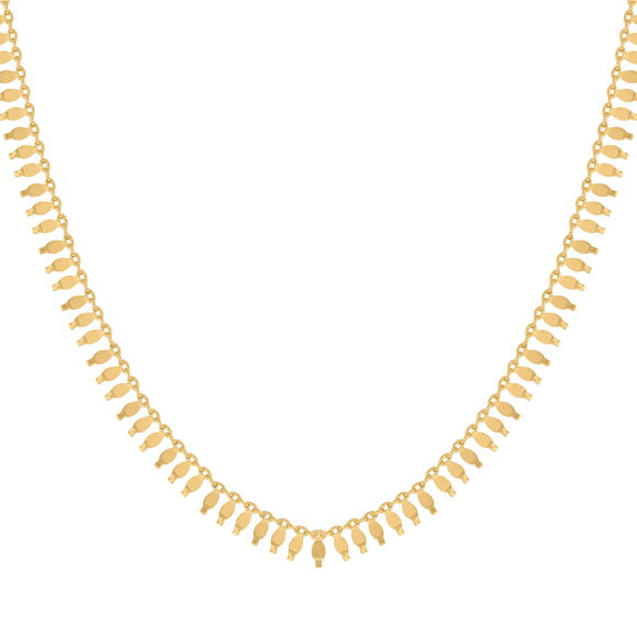 14kt Yellow Gold Womens Fancy Tribal Chain Necklace Size 18 Inches