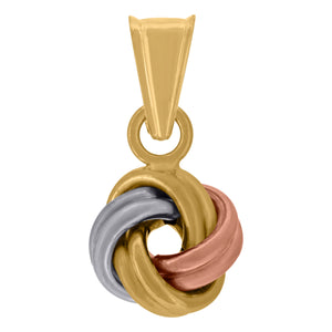 14kt Tri-color Gold Womens Polished Finish Love Knot Charm Pendant