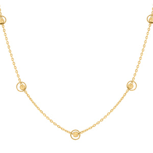 14kt Yellow Gold Womens Polished Circle Beaded Necklace Size 18 Inches