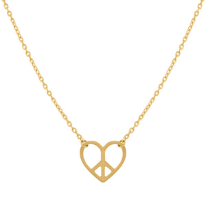 14kt Yellow Gold Womens Polished Finish Peace Heart Necklace Size 18 Inches