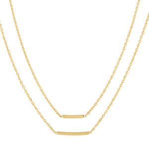 14kt Yellow Gold Womens Polished Finish Double Bar Necklace Size 18 Inches