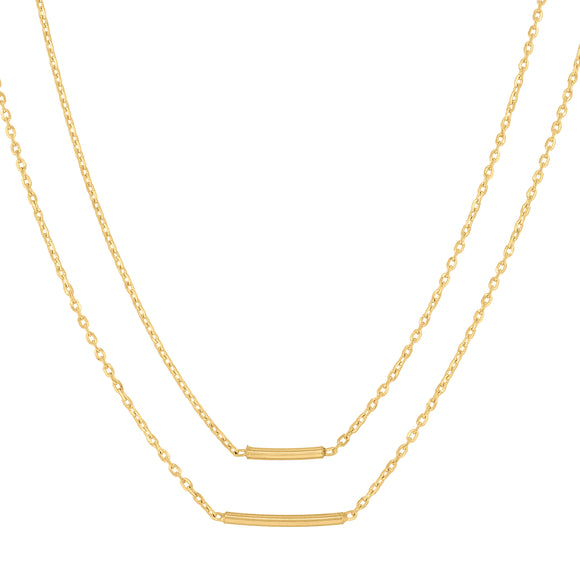 14kt Yellow Gold Womens Polished Finish Double Bar Necklace Size 18 Inches