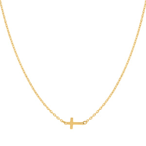 14kt Yellow Gold Womens Polished Finish Cross Necklace Size 18 Inches