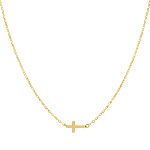 14kt Yellow Gold Womens Polished Finish Cross Necklace Size 18 Inches