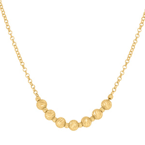 14kt Yellow Gold Womens Polished Finish Textured Heart Beaded Necklace Size 18 Inches