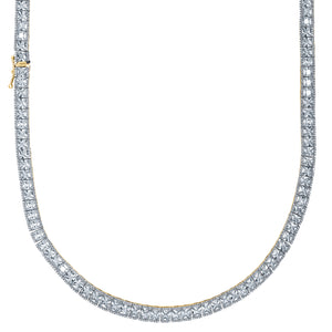 925 Sterling Silver Yellow-Tone Women Cubic Zirconia Tennis 6mm Chain Size 16 Inches