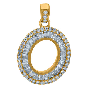 10kt Yellow Gold Womens Round Baguette Cubic Zirconia Initial Capital O Charm Pendant