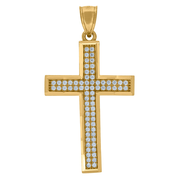 10kt Yellow Gold Unisex Cubic-zirconia Latin Cross Religious Charm Pendant