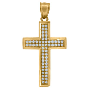 10kt Yellow Gold Unisex Cubic-zirconia Latin Cross Religious Charm Pendant