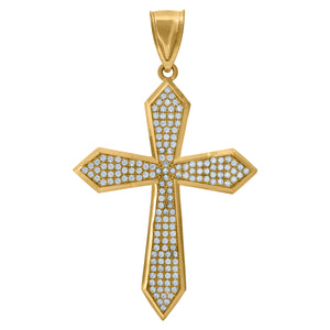 10kt Yellow Gold Unisex Cubic-zirconia Passion Cross Religious Charm Pendant