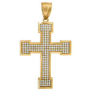 10kt Yellow Gold Unisex Cubic-zirconia Cross Religious Charm Pendant