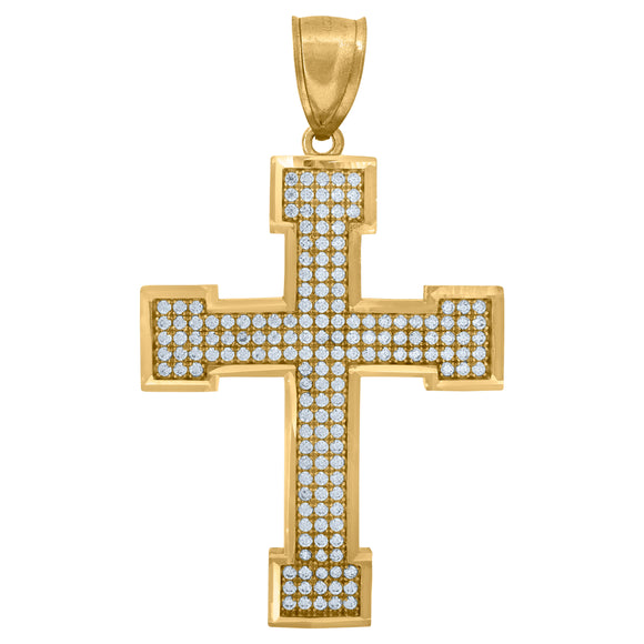 10kt Yellow Gold Unisex Cubic-zirconia Cross Religious Charm Pendant
