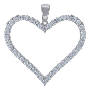 925 Sterling Silver Womens Cubic Zirconia Heart Charm Pendant