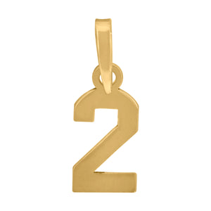 925 Sterling Silver Yellow-tone Unisex Initial Number 2 Charm Pendant