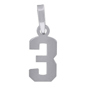925 Sterling Silver Unisex Initial Number 3 Charm Pendant