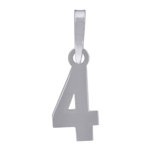 925 Sterling Silver Unisex Initial Number 4 Charm Pendant