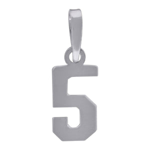 925 Sterling Silver Unisex Initial Number 5 Charm Pendant
