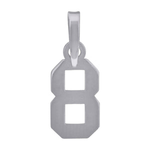 925 Sterling Silver Unisex Initial Number 8 Charm Pendant